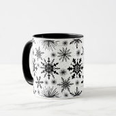 Zwarte en witte snowflake Mok met kerstmis (Voorkant links)