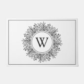 Zwarte en Witte Snowflake Monogram Kerstmis Deurmat (Voorkant)