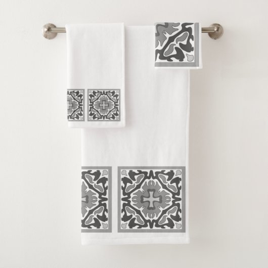 Zwarte en witte Spaanse tegels Bad Handdoek (Insitu)
