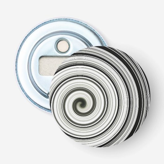 Zwarte en witte spiraal button flesopener (Voorkant)