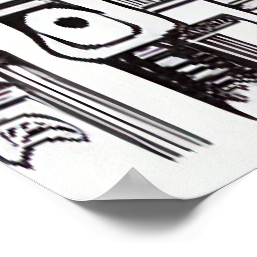 Zwarte en witte stadskern | AI Art Poster (Hoek)