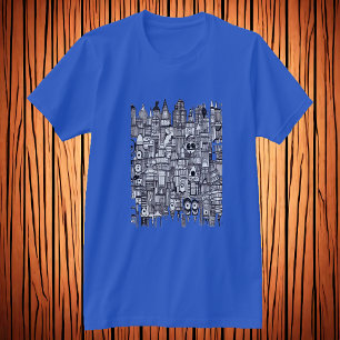 Zwarte en witte stadskern AI Art. T-shirt
