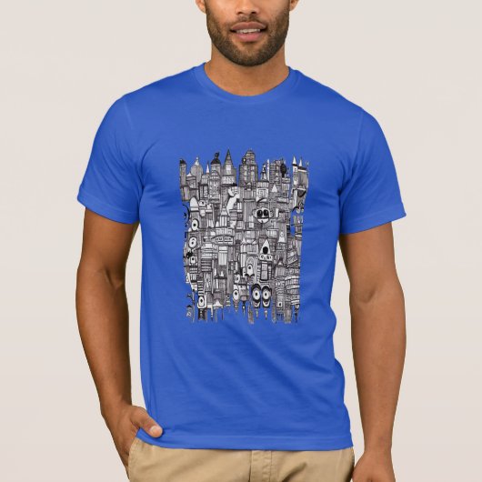 Zwarte en witte stadskern | AI Art. T-shirt (Voorkant)