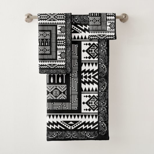 Zwarte en witte standaard patronen bad handdoek (Insitu)