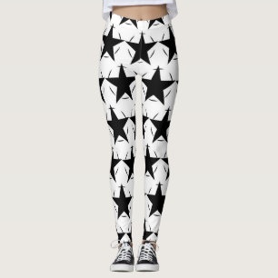 Zwarte en Witte Sterren Cirkel Geometrisch Patroon Leggings
