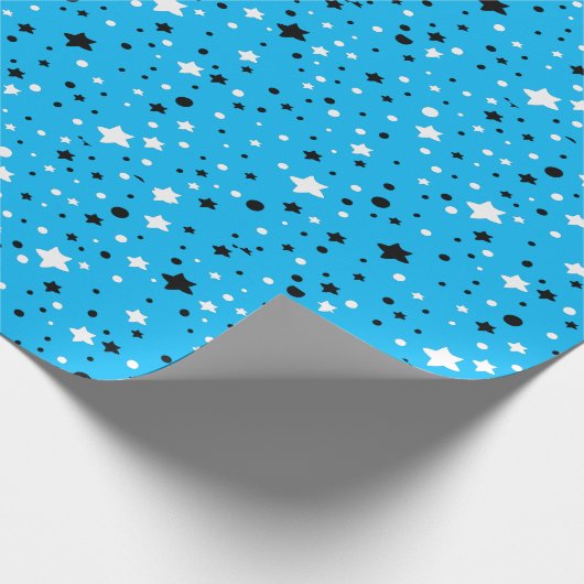 zwarte en witte sterren op aqua cadeaupapier (Hoek)