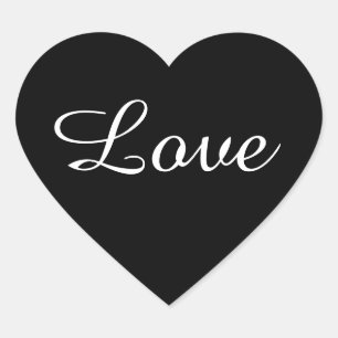 Zwarte en witte Sticker met liefdeshart, weddensch