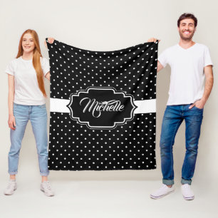 Zwarte en witte Stippen Fleece Deken