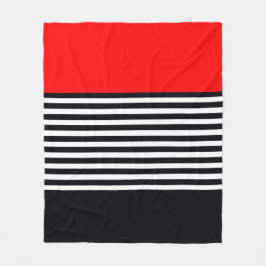 Zwarte en witte streep fleece deken