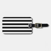 Zwarte en witte streep | Gestreept ontwerp Bagagelabel (Voorkant horizontaal)