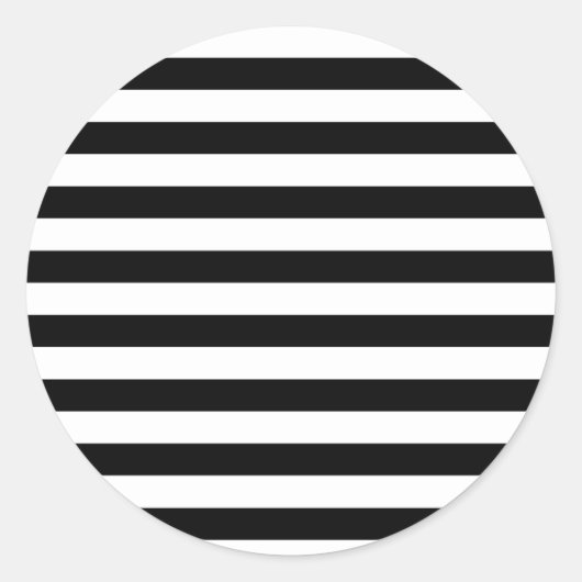 Zwarte en witte streep | Gestreept ontwerp Ronde Sticker (Voorkant)