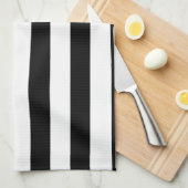 Zwarte en witte streep | Gestreept ontwerp Theedoek (Quarter Fold)