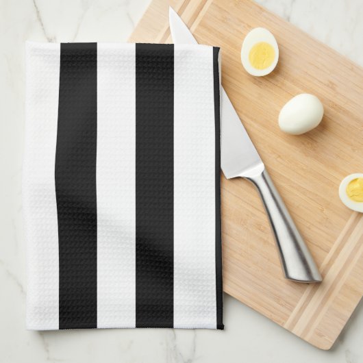 Zwarte en witte streep | Gestreept ontwerp Theedoek (Quarter Fold)