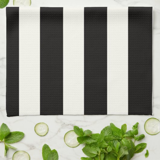Zwarte en witte streep theedoek (Gevouwen)