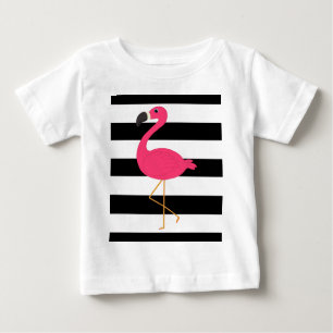 Zwarte en witte strepe roze flamingo