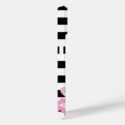 Zwarte en witte strepe roze flamingo Case-Mate iPhone case (Achterkant / Rechts)