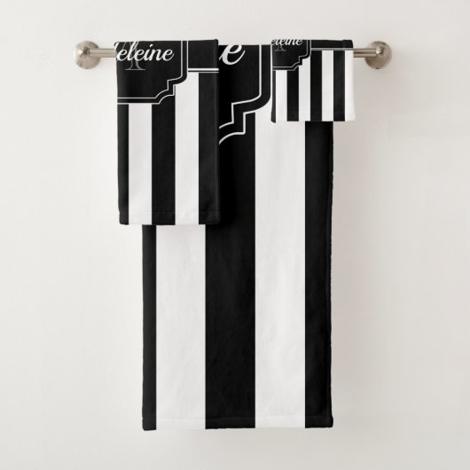 Zwarte en witte strepen bad handdoek (Insitu)