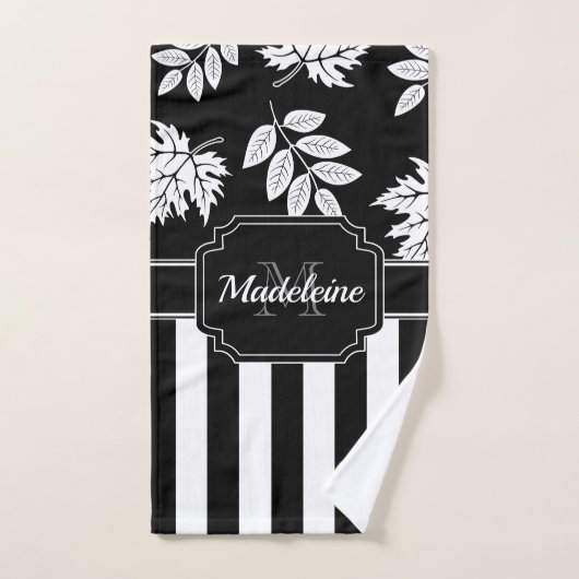 Zwarte en witte strepen bad handdoek (Handdoek)