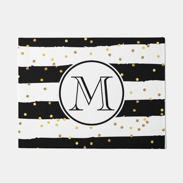 Zwarte en witte strepen deurmat (Voorkant)