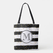 Zwarte en witte strepen draagtas (Achterkant)