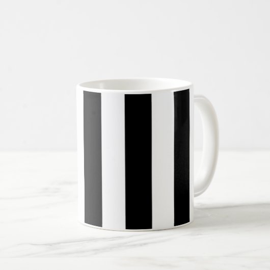 Zwarte en witte strepen eenvoudige cafe mok (Voorkant rechts)
