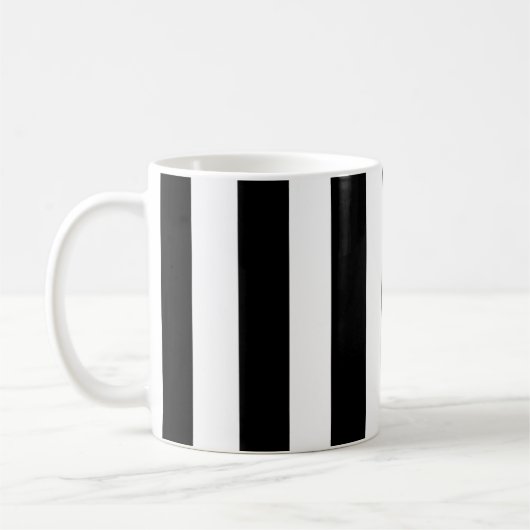 Zwarte en witte strepen eenvoudige cafe mok (Links)
