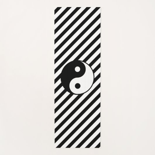 Zwarte en witte strepen en Yin Yang Symbool Yogamat (Voorkant)