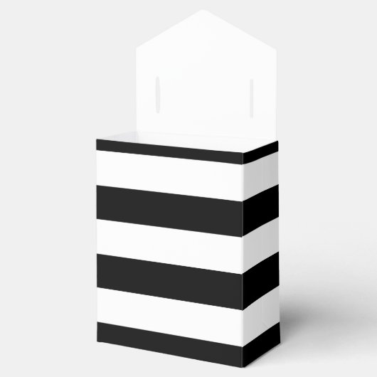 Zwarte en witte strepen gestreepte verjaardagsfees bedankdoosjes (Geopend)