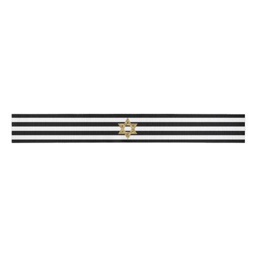 Zwarte en witte strepen grosgrain lint (Voorkant)