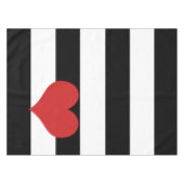 Zwarte en witte strepen met rood hart tafelkleed (Voorkant (Horizontaal))