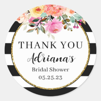 Zwarte en witte strepen ronde sticker