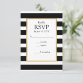 Zwarte en witte strepen Striped RSVP-kaart RSVP Kaartje (Staand voorkant)