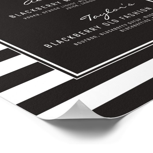 Zwarte en Witte Stripe Drinken Weddenschap Poster (Hoek)