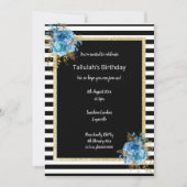 ZWARTE EN WITTE STRIPE GLITTER FLORAL ELEGANT KAART (Voorkant)