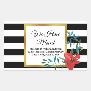 Zwarte en Witte striped Moving Announge Rechthoekige Sticker