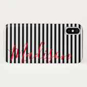 Zwarte en Witte Stripes Persoonlijke naam Case-Mate iPhone Case (Achterkant (horizontaal))