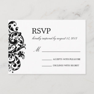 ZWARTE EN WITTE STROOM WEDDING RSVP KAARTJE