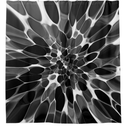 Zwarte en witte Stropdas-kleurstof Douchegordijn (Voorkant)