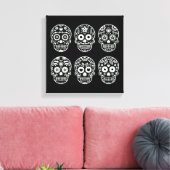 Zwarte en witte suikerschedel canvas afdruk (Insitu (Woonkamer))