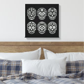 Zwarte en witte suikerschedel canvas afdruk (Insitu (Slaapkamer))