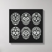 Zwarte en witte suikerschedel canvas afdruk (Voorkant)