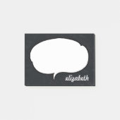 Zwarte en Witte Talk Bubble Persoonlijke naam Post-it® Notes (Voorkant)