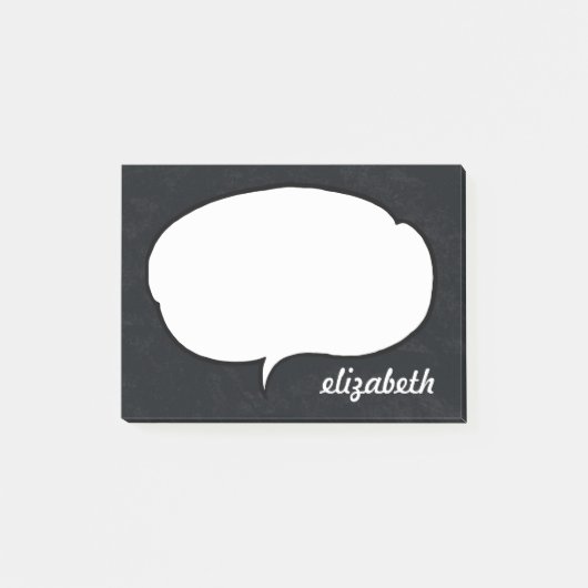 Zwarte en Witte Talk Bubble Persoonlijke naam Post-it® Notes (Voorkant)