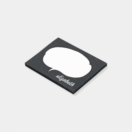 Zwarte en Witte Talk Bubble Persoonlijke naam Post-it® Notes (Schuin)