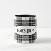 zwarte en witte tartaanpleister met naam mok (Midden)