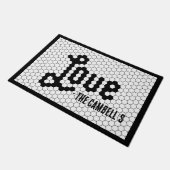 Zwarte en Witte Tegel Design Custom Family Deurmat (Schuin)