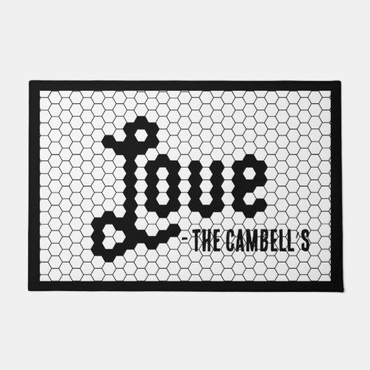 Zwarte en Witte Tegel Design Custom Family Deurmat (Voorkant)
