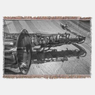 Zwarte en witte tenor saxophone deken
