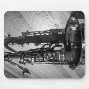 Zwarte en witte tenor saxophone muismat
