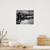 Zwarte en witte tenor saxophone poster (Keuken)